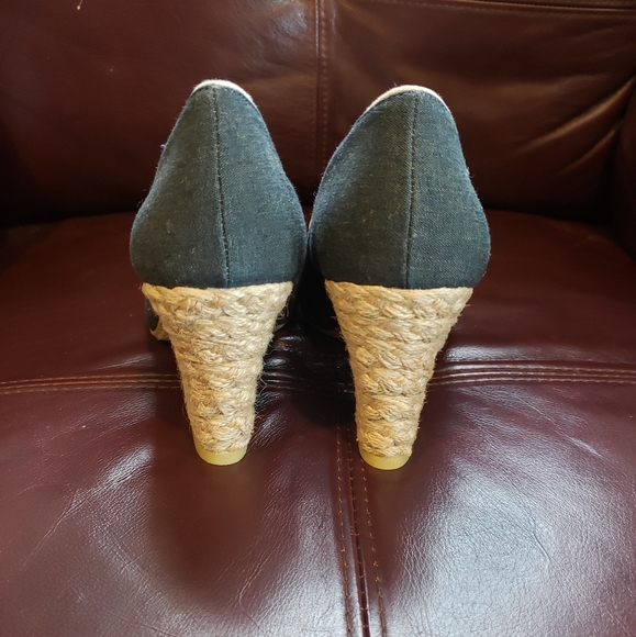 Denim peep toe wedges - Picture 3 of 3